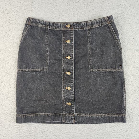 Ralph Lauren Dresses & Skirts - Ralph Lauren Classic Denim Mini Midi Skirt Womens 10 Black Button Front Cotton